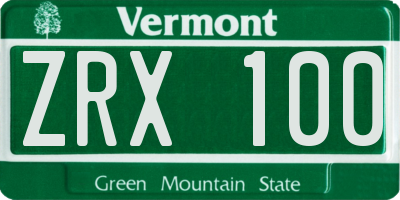 VT license plate ZRX100