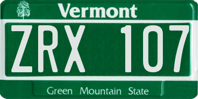 VT license plate ZRX107