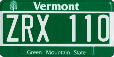 VT license plate ZRX110