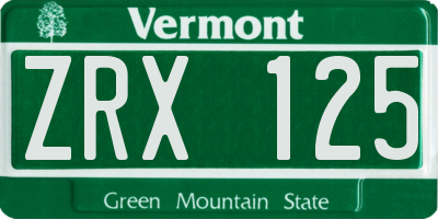 VT license plate ZRX125