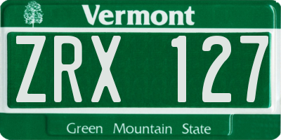 VT license plate ZRX127