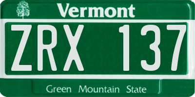 VT license plate ZRX137