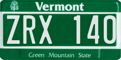VT license plate ZRX140
