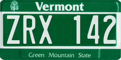 VT license plate ZRX142