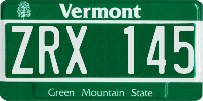 VT license plate ZRX145