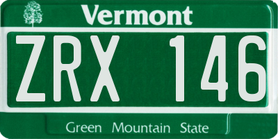 VT license plate ZRX146