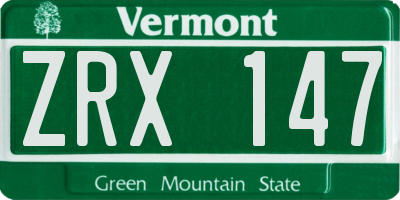 VT license plate ZRX147