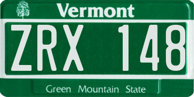 VT license plate ZRX148