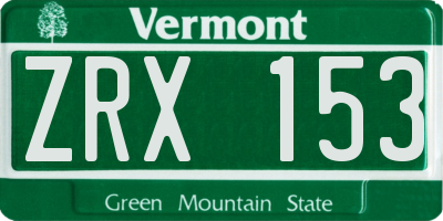 VT license plate ZRX153
