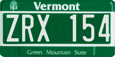 VT license plate ZRX154
