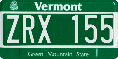 VT license plate ZRX155