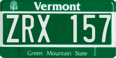 VT license plate ZRX157