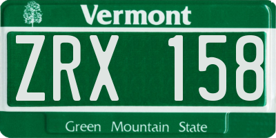 VT license plate ZRX158