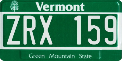 VT license plate ZRX159