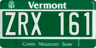 VT license plate ZRX161