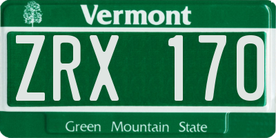 VT license plate ZRX170