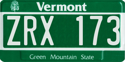 VT license plate ZRX173