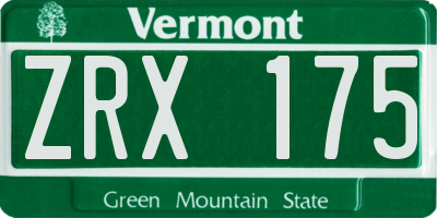 VT license plate ZRX175