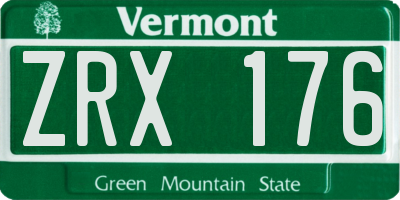 VT license plate ZRX176