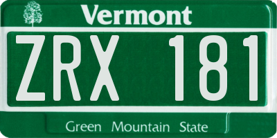 VT license plate ZRX181