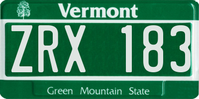 VT license plate ZRX183