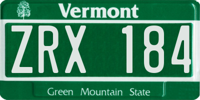 VT license plate ZRX184