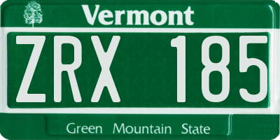 VT license plate ZRX185