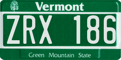VT license plate ZRX186