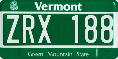 VT license plate ZRX188