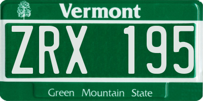 VT license plate ZRX195