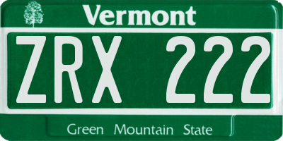 VT license plate ZRX222