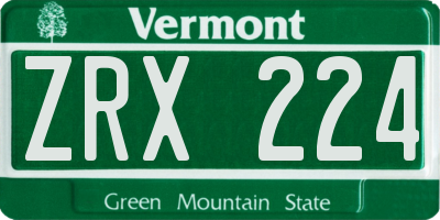 VT license plate ZRX224