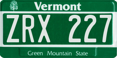 VT license plate ZRX227