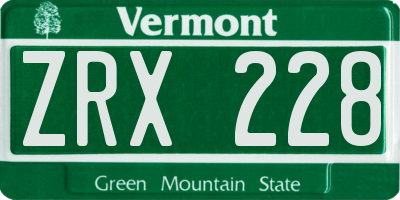 VT license plate ZRX228