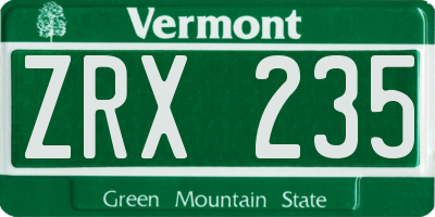 VT license plate ZRX235