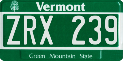 VT license plate ZRX239