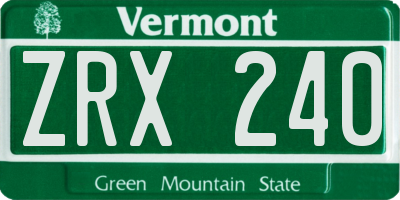 VT license plate ZRX240