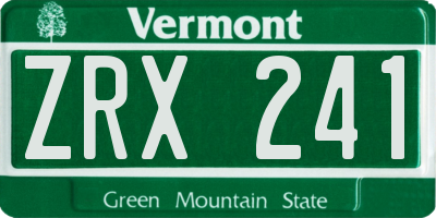 VT license plate ZRX241