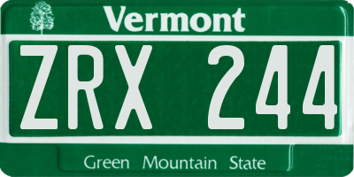 VT license plate ZRX244