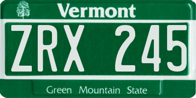 VT license plate ZRX245