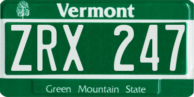 VT license plate ZRX247