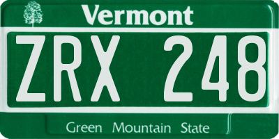 VT license plate ZRX248