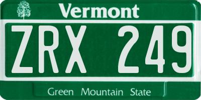 VT license plate ZRX249