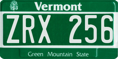 VT license plate ZRX256