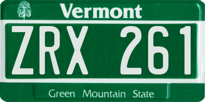 VT license plate ZRX261