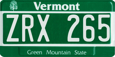 VT license plate ZRX265