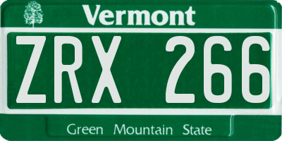 VT license plate ZRX266
