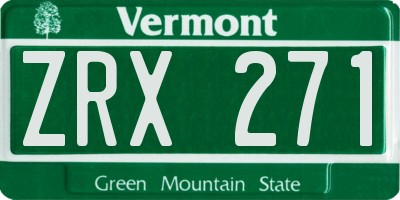 VT license plate ZRX271
