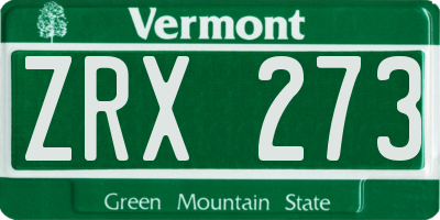 VT license plate ZRX273