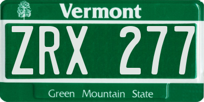VT license plate ZRX277